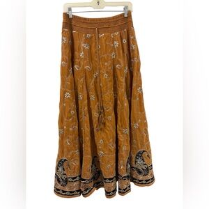 Soft Surroundings Embroidered Brown Skirt